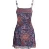 imageMilumia Womens Vintage 90s Mini Dress Spaghetti Strap Boho Mesh Short DressesAllover Multi Purple