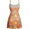 imageMilumia Womens Vintage 90s Mini Dress Spaghetti Strap Boho Mesh Short DressesAllover Orange
