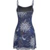 imageMilumia Womens Vintage 90s Mini Dress Spaghetti Strap Boho Mesh Short DressesBlue