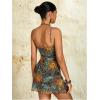 imageMilumia Womens Vintage 90s Mini Dress Spaghetti Strap Boho Mesh Short DressesMultiyellow