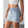 imageMilumia Womens Y2K Raw Hem Denim Mini Skirt High Waisted Bodycon Jean SkirtsBlue