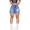 imageMilumia Womens Distressed Frayed Low Waisted Denim Shorts Wide Leg Raw Hem Jean ShortsBlue