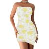 imageMilumia Womens Floral Ruched Mini Tube Dress Strapless Split Hem Bodycon DressesYellow