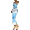 imageMilumia Womens Floral Strapless Bodycon Maxi Dress Summer Tube Top DressesBlue and White