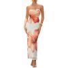 imageMilumia Womens Floral Strapless Bodycon Maxi Dress Summer Tube Top DressesOrange