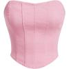 imageMilumia Womens Strapless Denim Tube Top Sexy Backless Asymmetrical Hem Jean Crop TopsPink