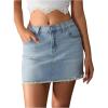 imageMilumia Womens Y2K Raw Hem Denim Mini Skirt High Waisted Bodycon Jean SkirtsBlue