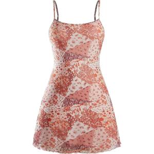 imageMilumia Womens Vintage 90s Mini Dress Spaghetti Strap Boho Mesh Short DressesDusty Pink