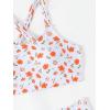 imageMilumia Girls 2 Piece Floral Print Spaghetti Strap Bikini Set Swimsuit BeachwearWhite and Orange