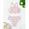 imageMilumia Girls 2 Piece Floral Print Spaghetti Strap Bikini Set Swimsuit BeachwearWhite and Orange