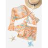 imageMilumia Girls 4 Piece Bikini Set All Over Print Triangle Halter Swimsuit with Cover UpsOrange
