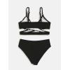 imageMilumia Girls Cute 2 Piece Floral Criss Cross Bathing Suit Wrap Bikini SwimsuitCow Print Black White
