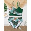 imageMilumia Girls Cute 2 Piece Floral Criss Cross Bathing Suit Wrap Bikini SwimsuitMulti Dark Green