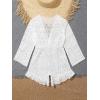 imageMilumia Girls Swim Cover Up Long Sleeve V Neck Ruffle Hem Cute Romper Beach CoverupWhite