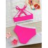 imageMilumia Girls Swimsuit Two Piece Cut Out Halter Bikini Set Summer Beach SwimwearHot Pink