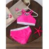 imageMilumia Girls Swimsuit Two Piece Cut Out Halter Bikini Set Summer Beach SwimwearHot Pink