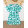 imageMilumia Girls Tropical Print Mesh Sheer Coverups Bikini Swimsuit Cover UpMulti White Green