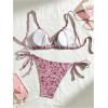 imageMilumia Womens 2 Piece Swimsuit Floral Drawstring Spaghetti Strap Thong Bikini SetPurple