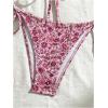 imageMilumia Womens 2 Piece Swimsuit Floral Drawstring Spaghetti Strap Thong Bikini SetPurple
