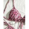 imageMilumia Womens 2 Piece Swimsuit Floral Drawstring Spaghetti Strap Thong Bikini SetPurple