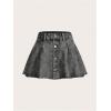 imageMilumia Womens Button Front Flared A Line Short Skirt Raw Hem Denim Skirts