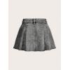 imageMilumia Womens Button Front Flared A Line Short Skirt Raw Hem Denim Skirts