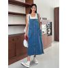 imageMilumia Womens Casual Denim Overall Dress Pocket Buttons Flared Hem Long Pinafore Dresses Medium Wash Blue Large