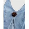 imageMilumia Womens Denim Halter Top Trendy Split Hem Backless Rave Going Out Tank TopBlue