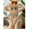 imageMilumia Womens Plus Size Color Block Open Stitch Dolman Sleeve Fringe Hem Cover Up DressApricot
