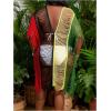imageMilumia Womens Plus Size Color Block Open Stitch Dolman Sleeve Fringe Hem Cover Up DressRed Green Black