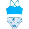 imageMilumia Girls 2 Piece Floral Print Spaghetti Strap Bikini Set Swimsuit BeachwearBlue