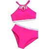 imageMilumia Girls Swimsuit Two Piece Cut Out Halter Bikini Set Summer Beach SwimwearHot Pink