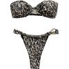 imageMilumia Womens 2 Piece Swimsuit Leopard Print Ring Linked Bandeau Bikini SetsMulticolor