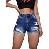 imageMilumia Womens Ripped Cut Out Skinny Denim Shorts Roll Up Hem Jean Shorts with Pockets Dark Blue XSmall
