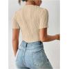 imageMilumia Womens Short Sleeve Mock Neck Bodysuits Textured Work Tops ShirtGinger