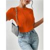 imageMilumia Womens Short Sleeve Mock Neck Bodysuits Textured Work Tops ShirtOrange