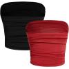 imageMilumia Girls 2 Pack Tube Top Ruched Strapless Going Out Basic Bandeau TopsMulti Black and Red