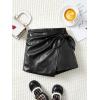 imageMilumia Girls PU Leather Wrap Knot Side Skorts Casual Ruched Elastic Waist ShortsBlack
