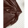 imageMilumia Girls PU Leather Wrap Knot Side Skorts Casual Ruched Elastic Waist ShortsDark Brown