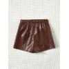 imageMilumia Girls PU Leather Wrap Knot Side Skorts Casual Ruched Elastic Waist ShortsDark Brown