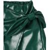 imageMilumia Girls PU Leather Wrap Knot Side Skorts Casual Ruched Elastic Waist ShortsGreen