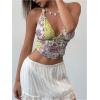 imageMilumia Womens Boho Paisley Print Tie Backless Halter Top Sleeveless Cropped TopsPurple
