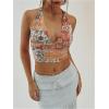 imageMilumia Womens Boho Paisley Print Tie Backless Halter Top Sleeveless Cropped TopsYellow