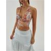 imageMilumia Womens Boho Paisley Print Tie Backless Halter Top Sleeveless Cropped TopsYellow