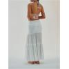 imageMilumia Womens Boho Paisley Print Tie Backless Halter Top Sleeveless Cropped TopsYellow