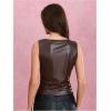 imageMilumia Womens Faux Leather Tank Top Shirt Ruched Fitted Going Out TopsBrown