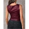 imageMilumia Womens Faux Leather Tank Top Shirt Ruched Fitted Going Out TopsBurgundy