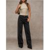 imageMilumia Womens Faux Leather Tank Top Shirt Ruched Fitted Going Out TopsKhaki