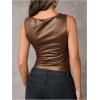 imageMilumia Womens Faux Leather Tank Top Shirt Ruched Fitted Going Out TopsMocha Brown