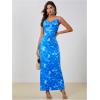 imageMilumia Womens Floral Backless Lace Up Spaghetti Strap Bodycon Maxi Dress Summer Cowl Neck Long Cami DressMulti Blue